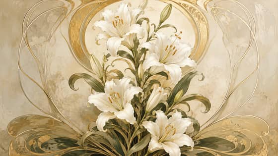 White lily Art Nouveau artwork