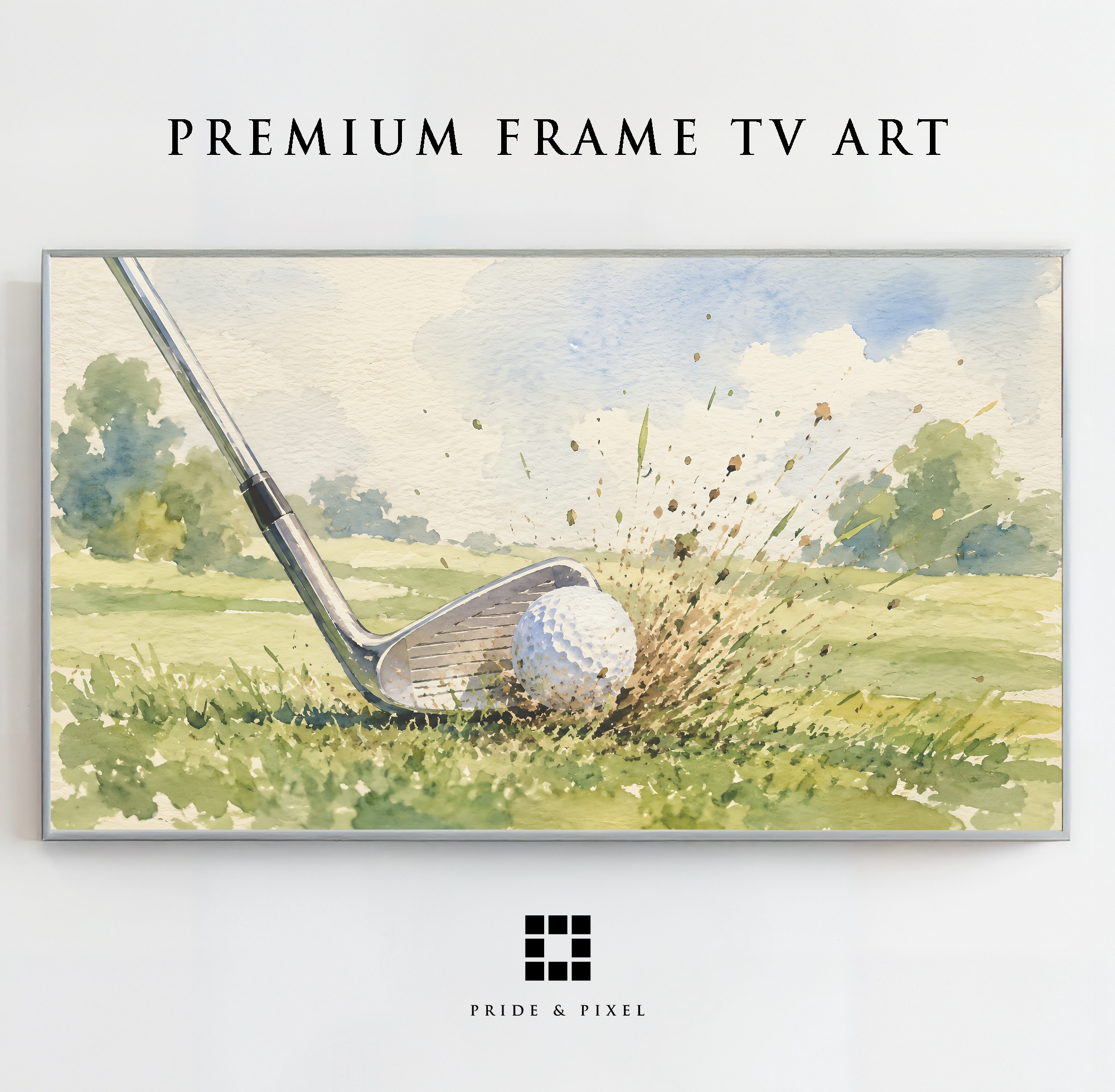 Golf Swing Watercolor Art, Vintage