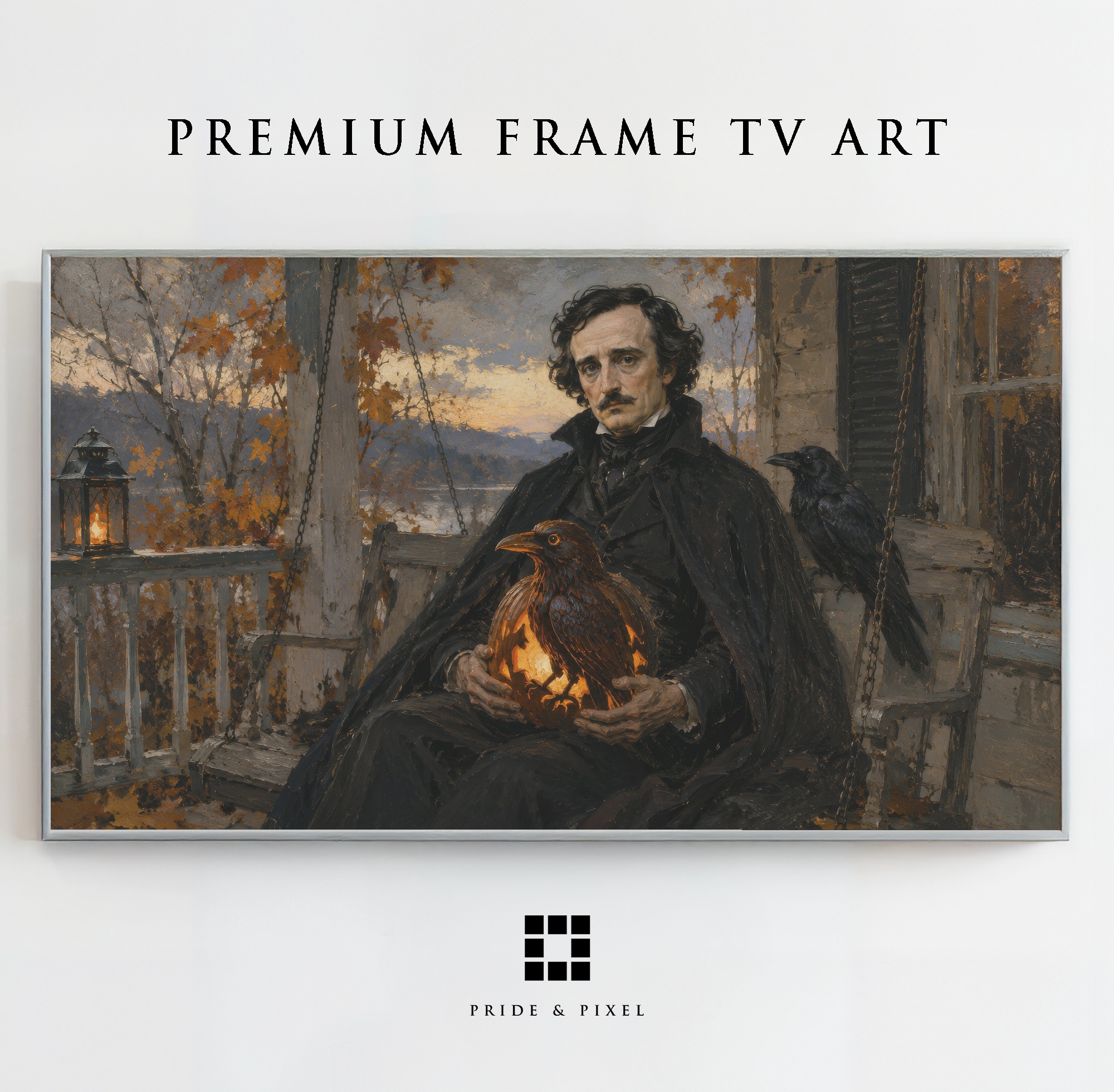 Edgar Allan Poe Raven Halloween Art for Samsung Frame TV