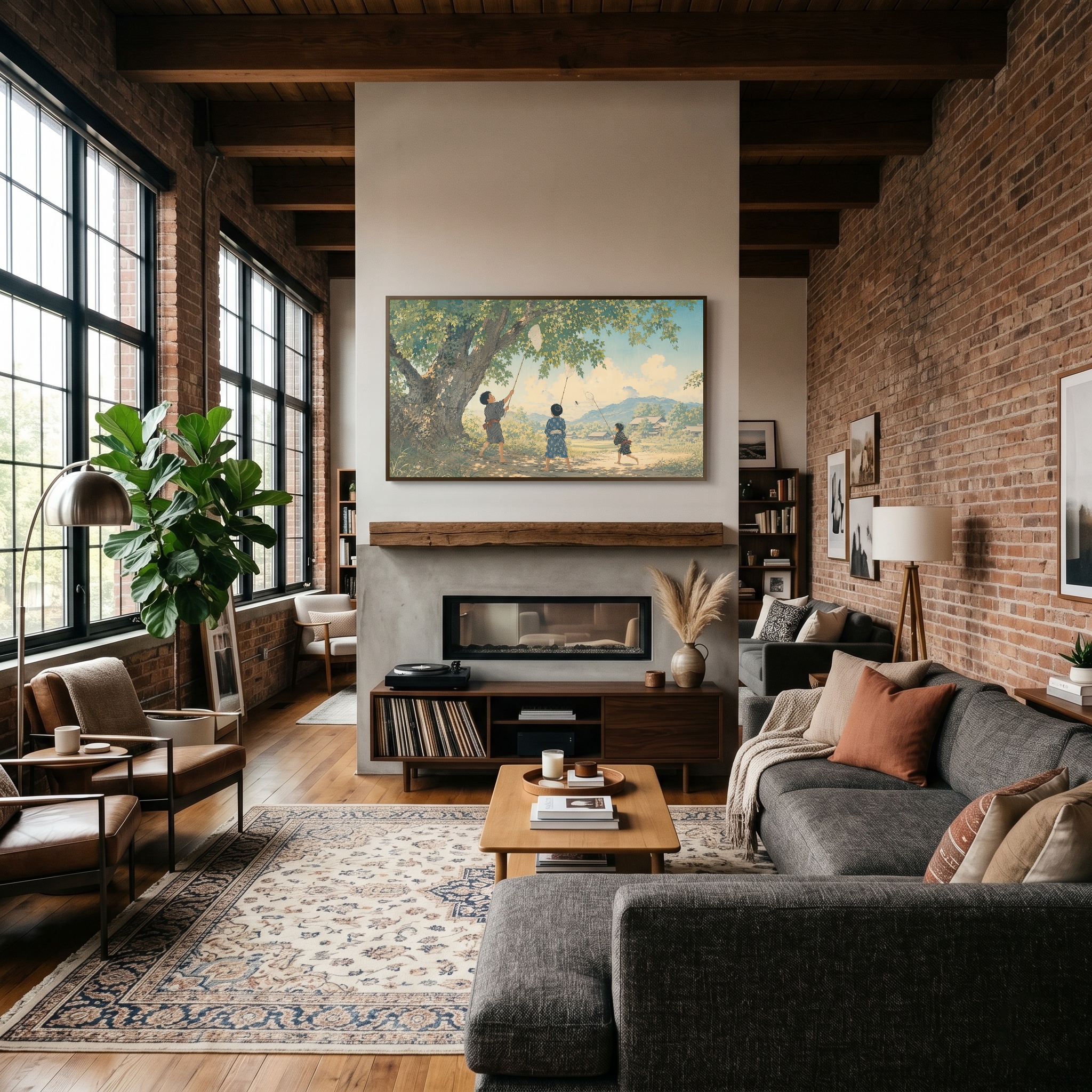 Japanese summer artwork displayed in the seasonal gallery room