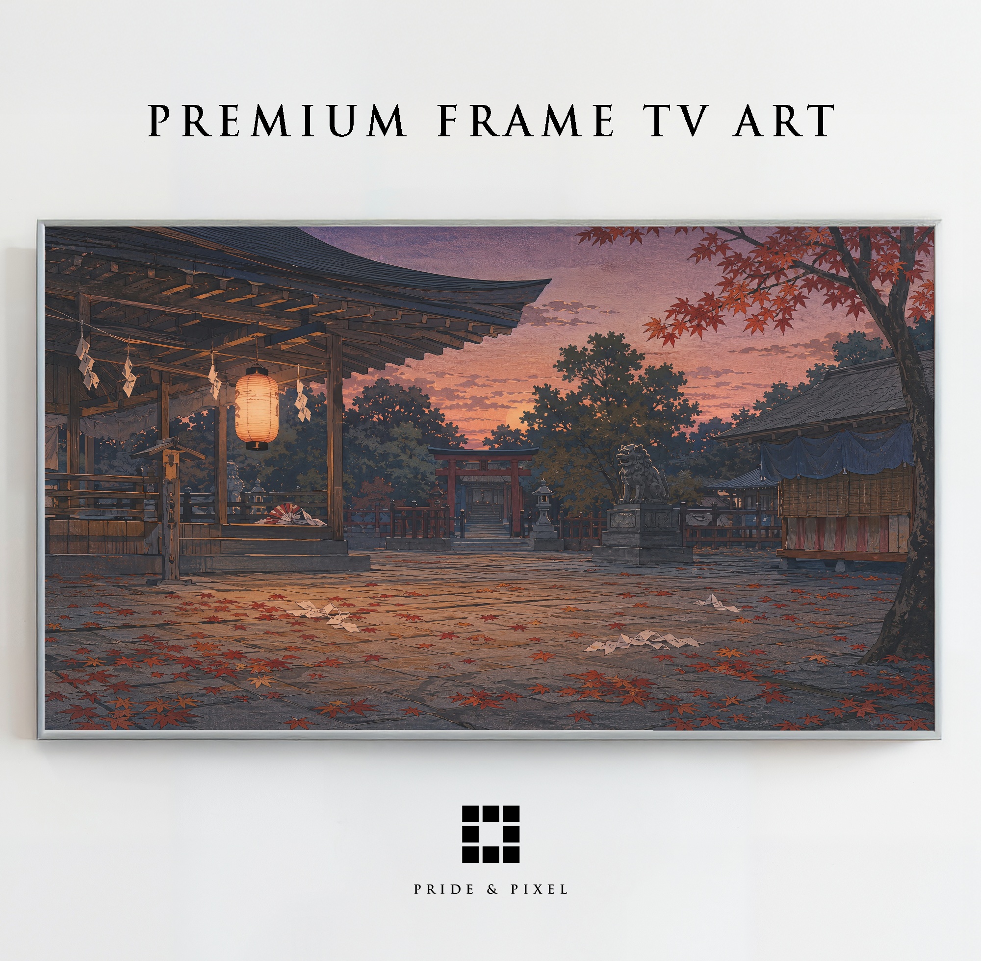 Japanese Shrine Autumn Sunset
