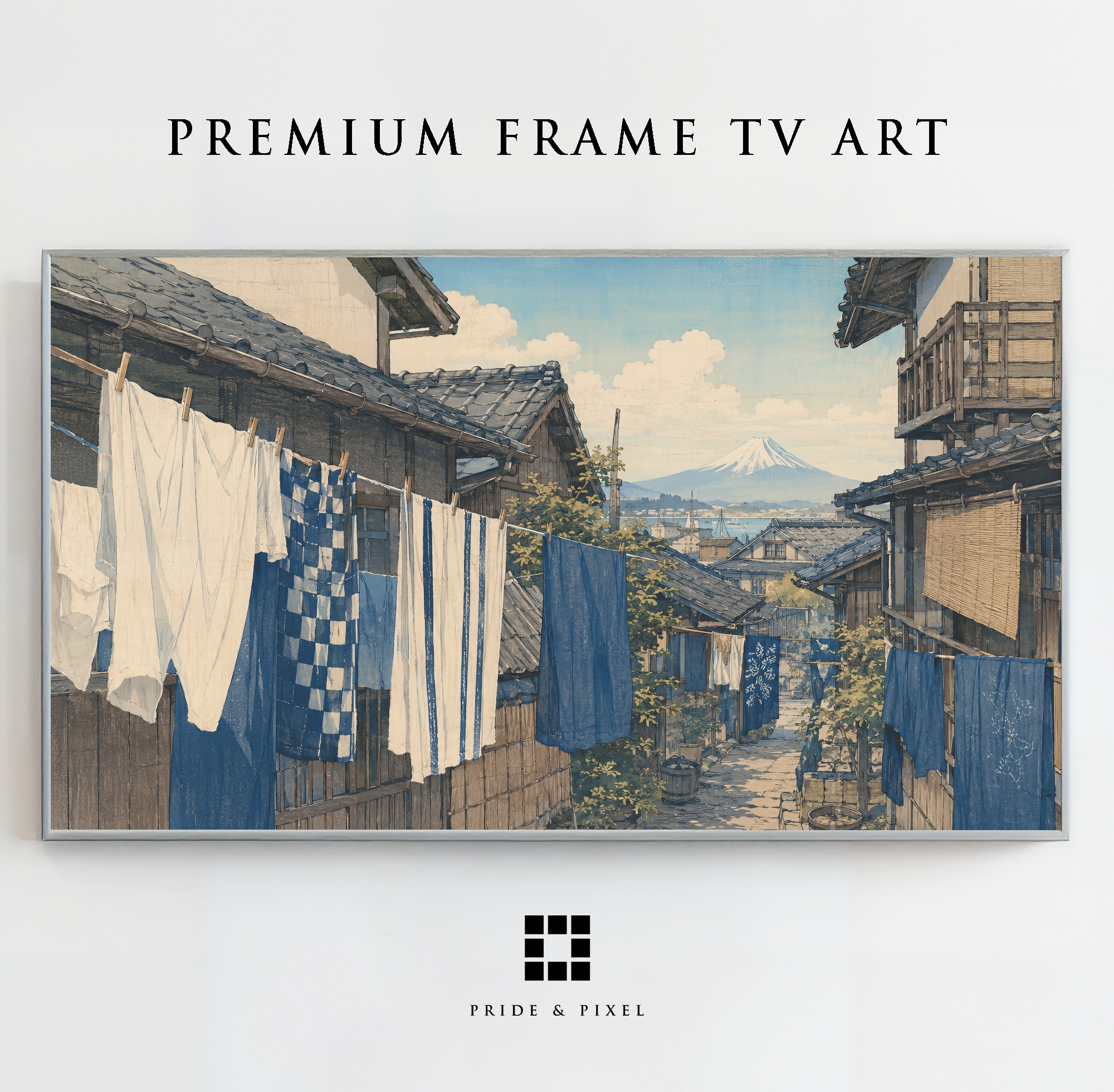Japanese Village Street Mount Fuji