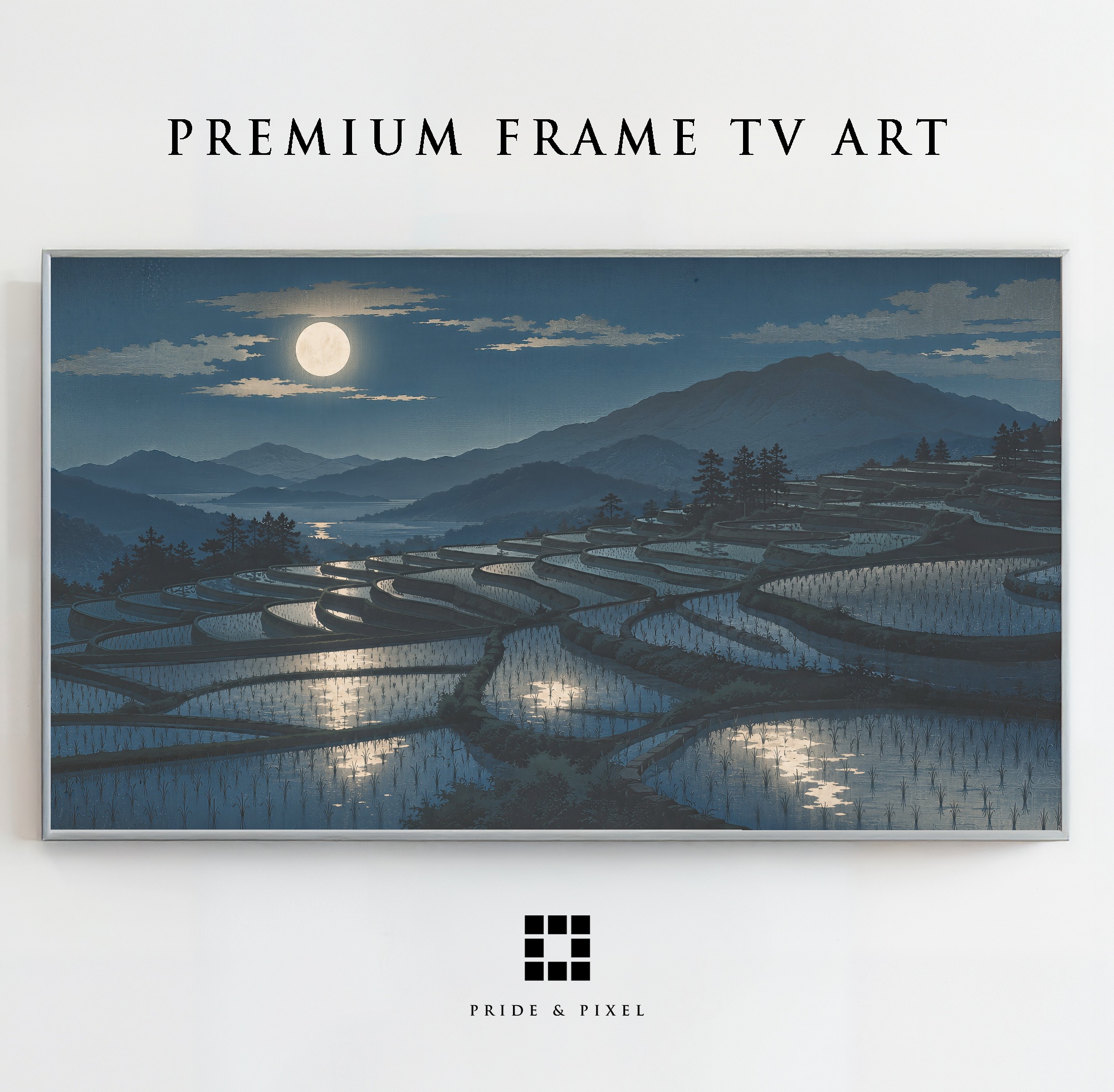 Moonlit Japanese Rice Terraces