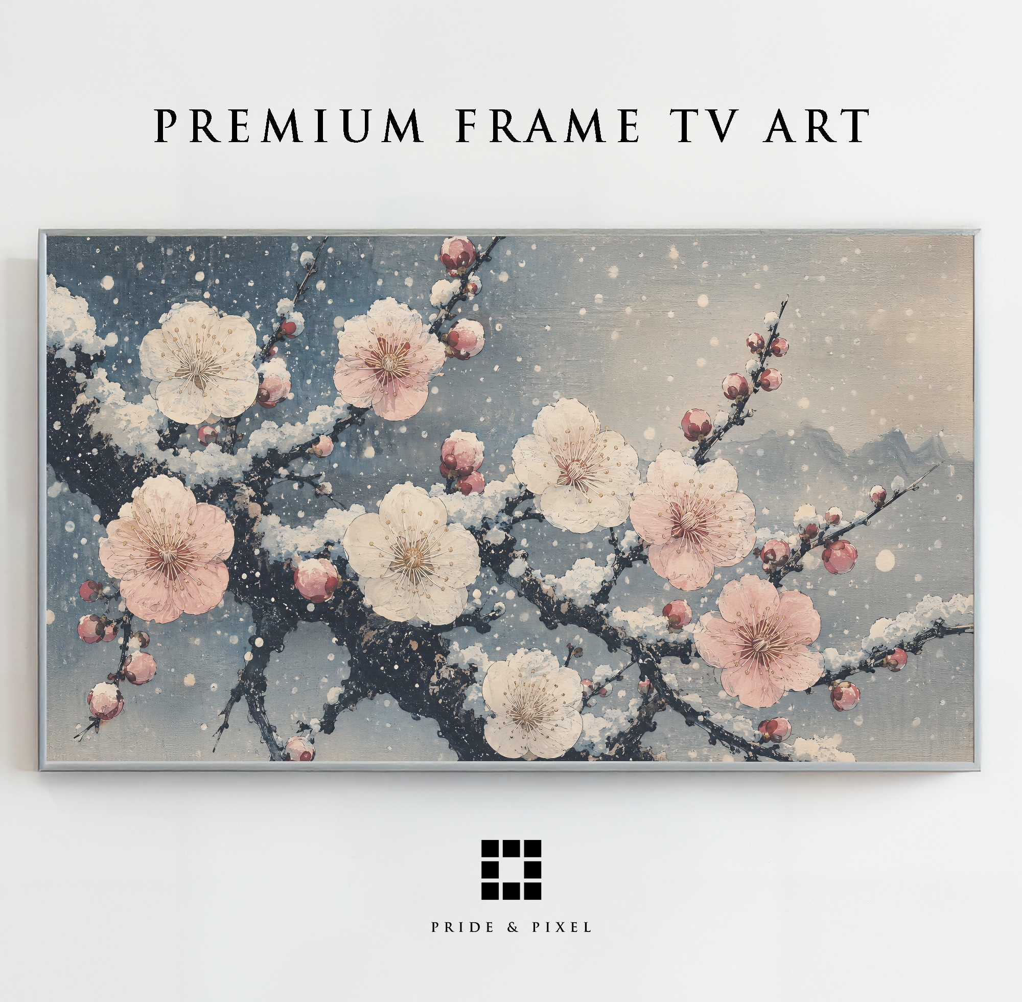 Snowy Plum Blossoms Branch