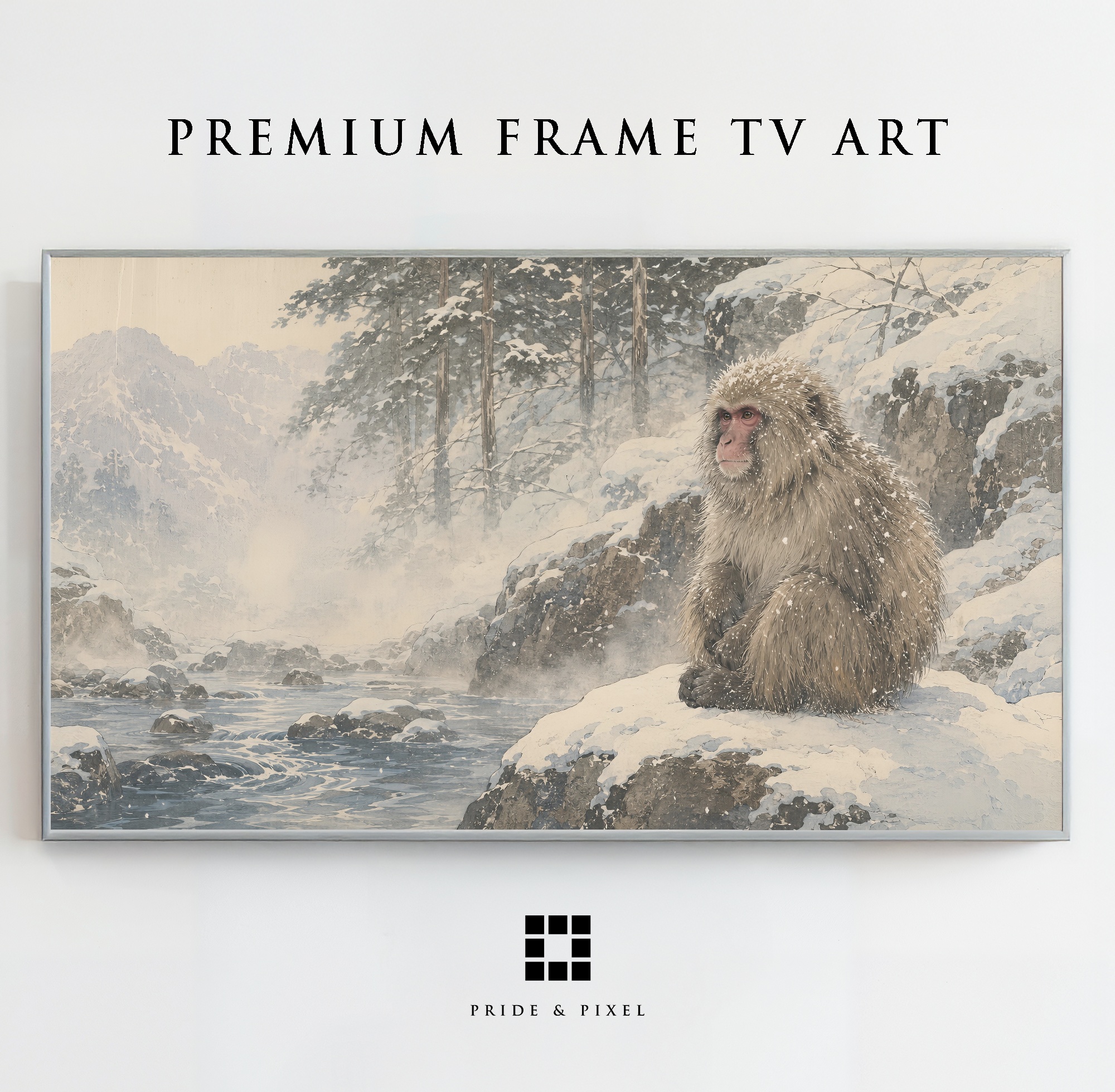 Japanese Snow Monkey Winter River
