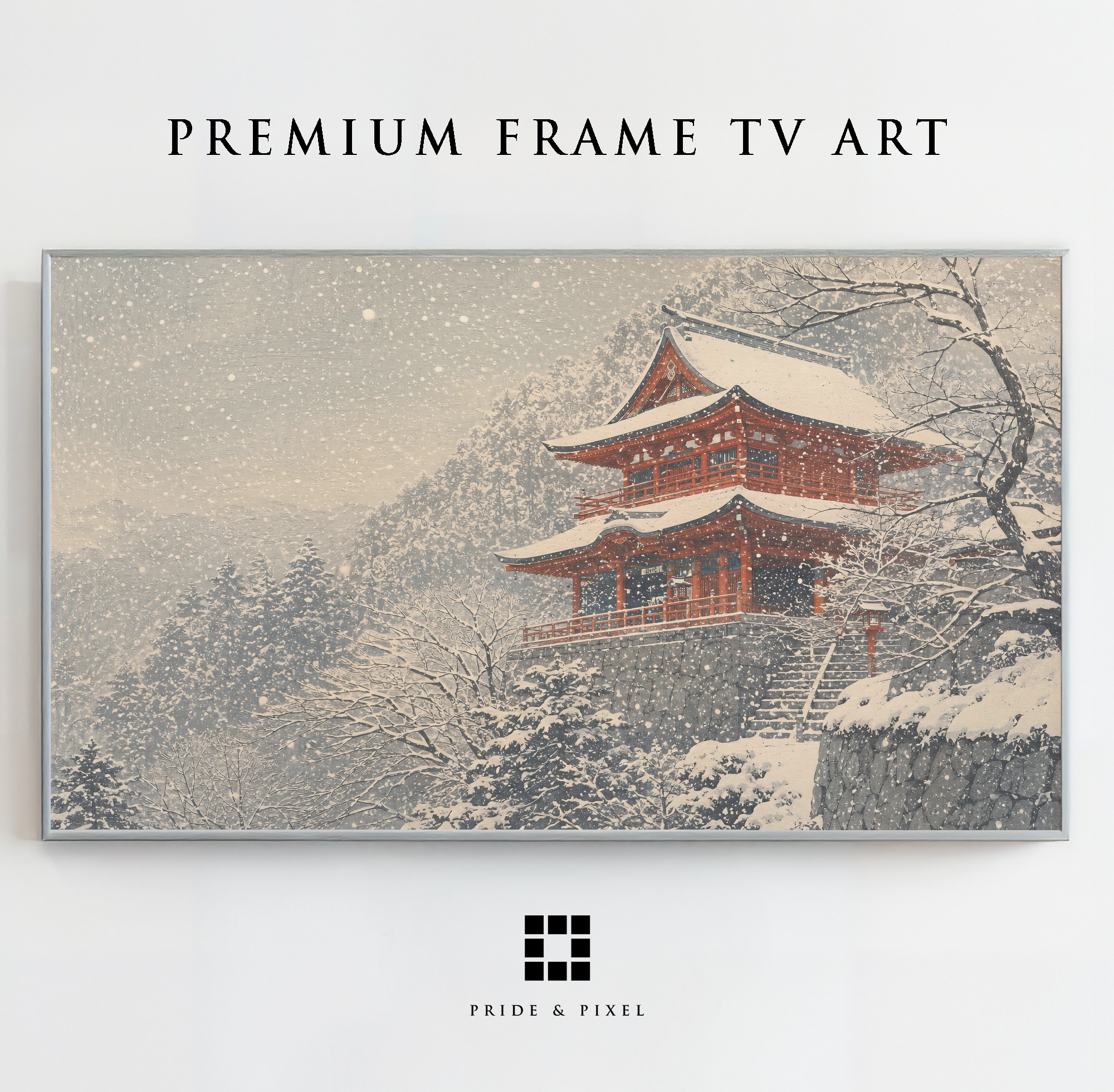 Red Pagoda Winter Snow