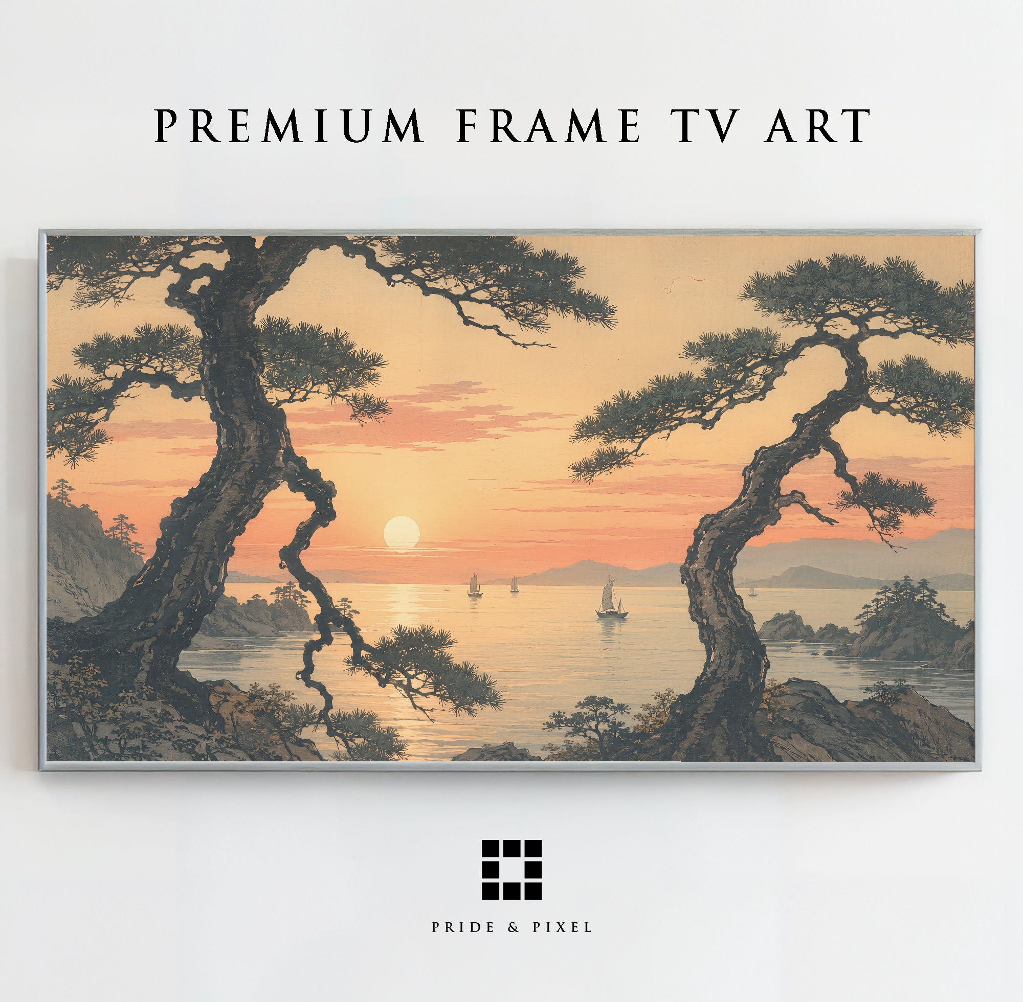 Japanese Pine Trees Sunset