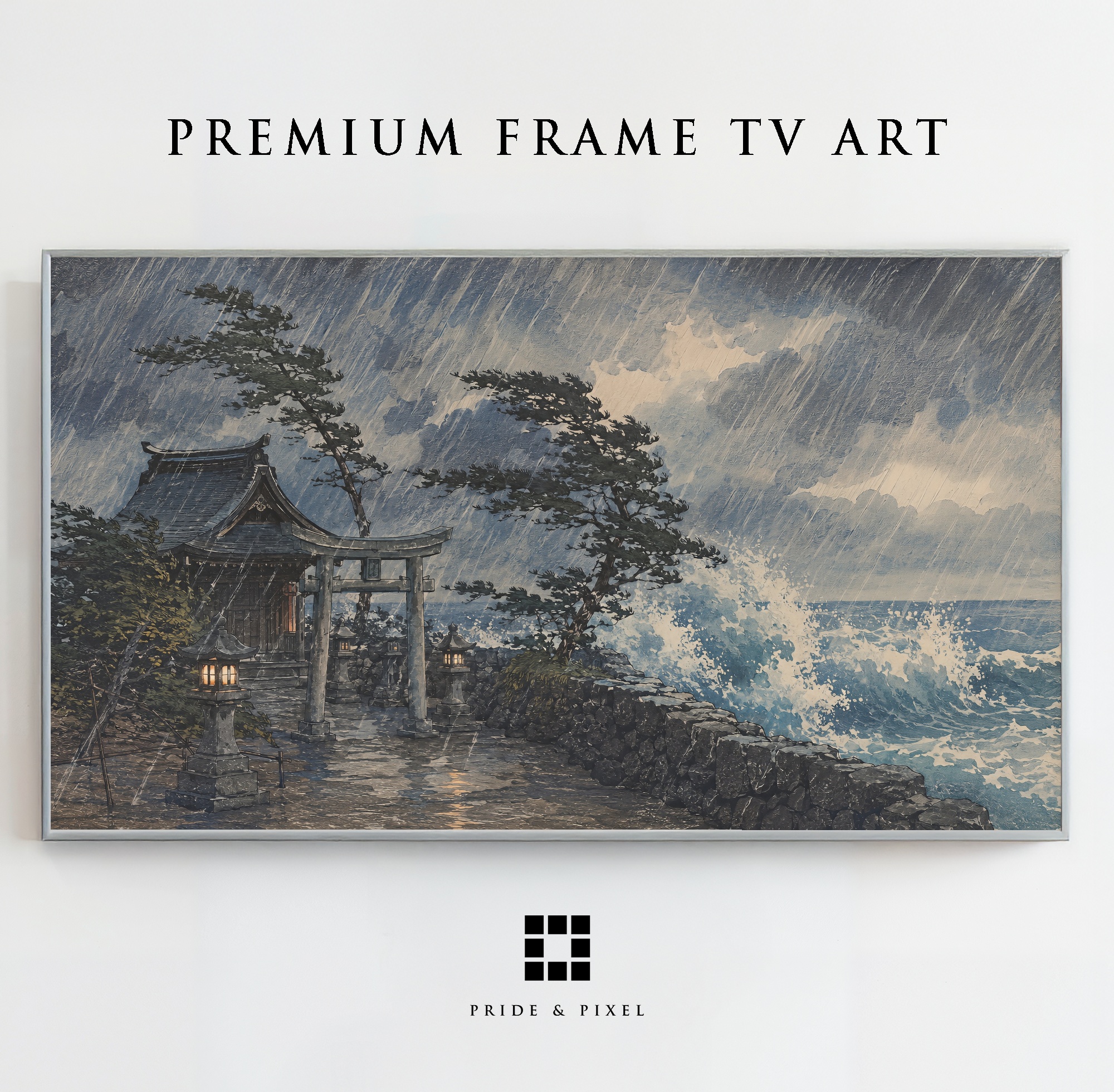 Japanese Shrine Stormy Coast