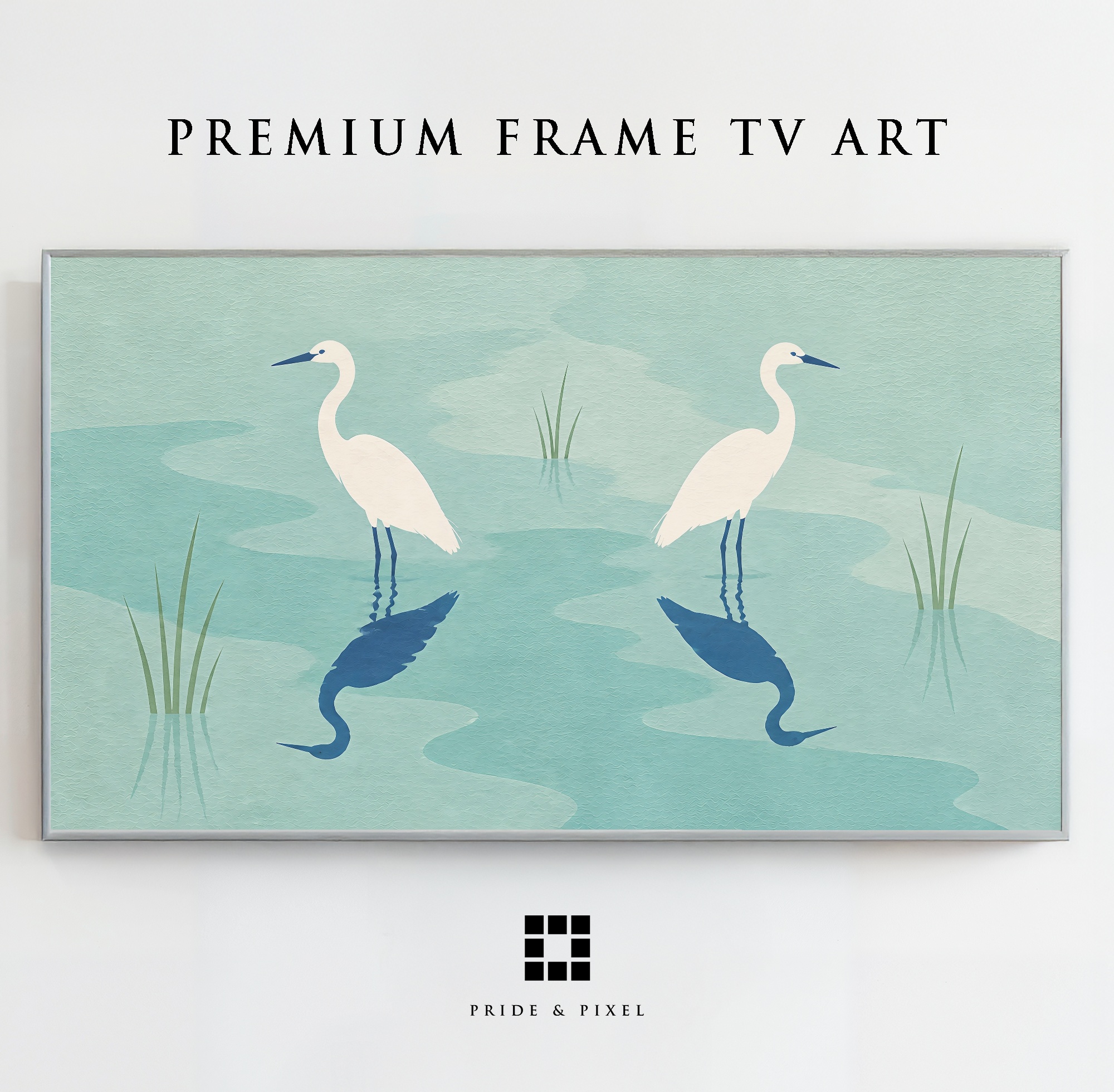 Two white egrets standing in a coastal marsh