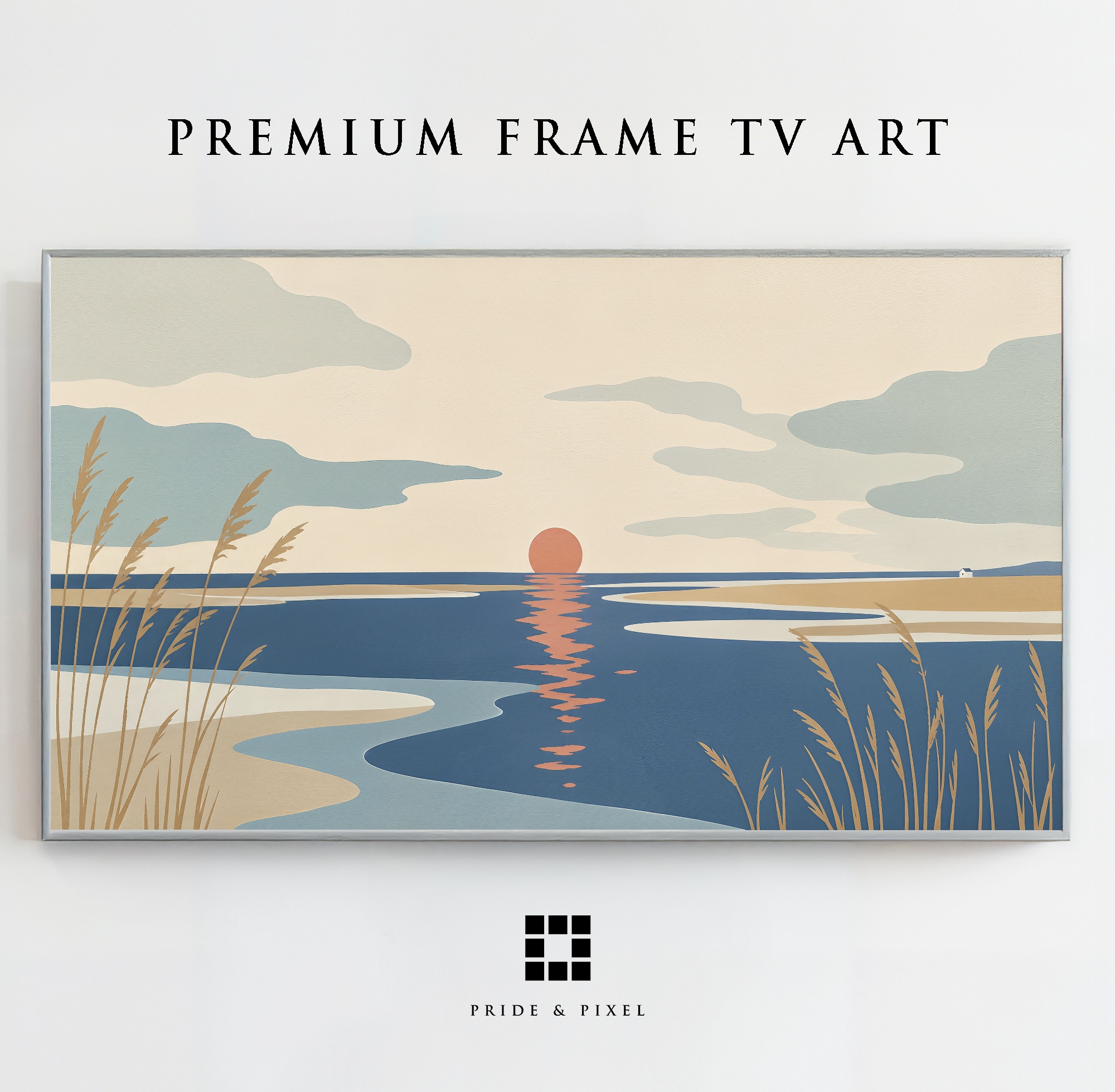 Coastal Sunset with Reeds
