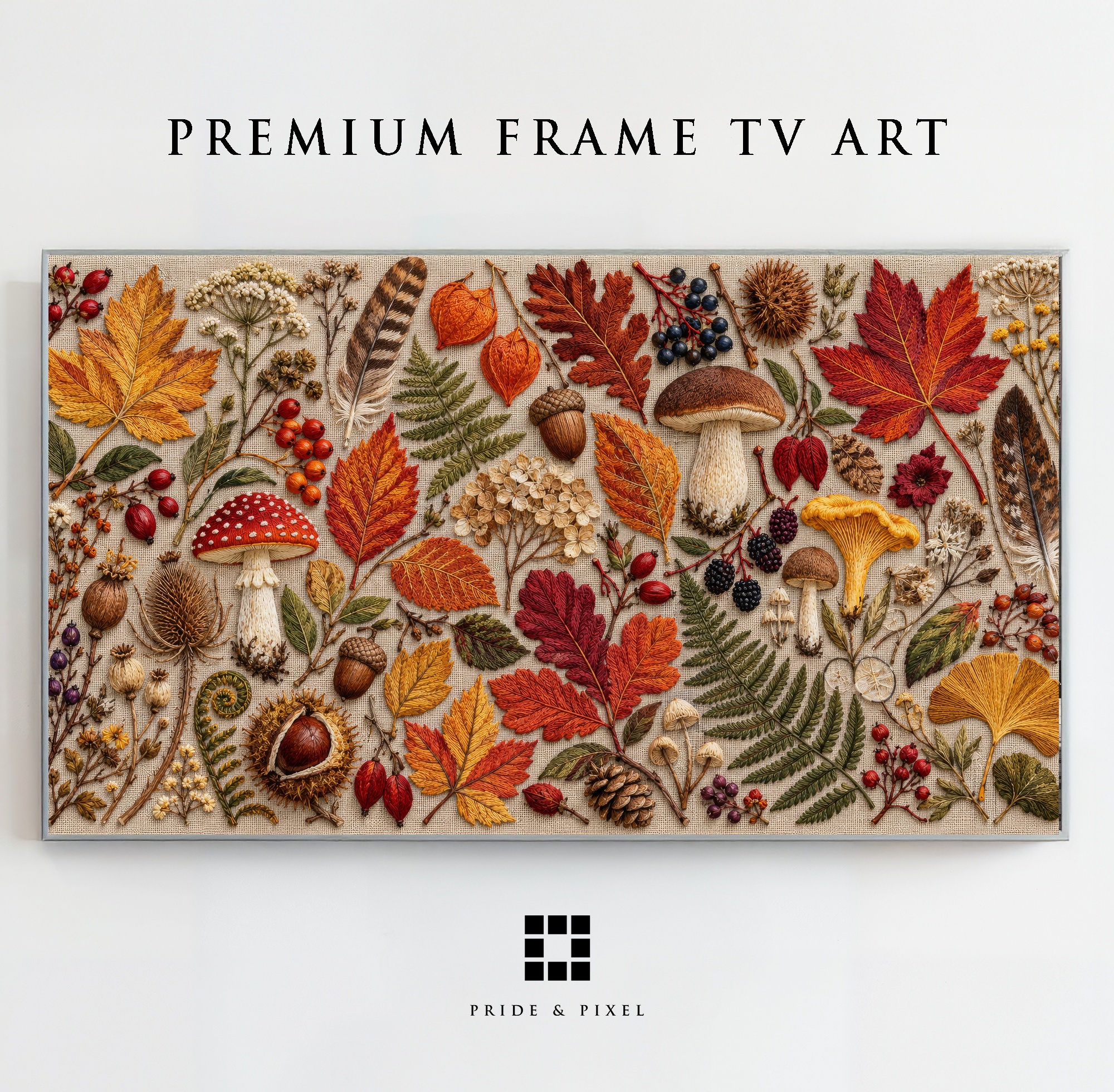 Embroidered Autumn Alphabet of Nature
