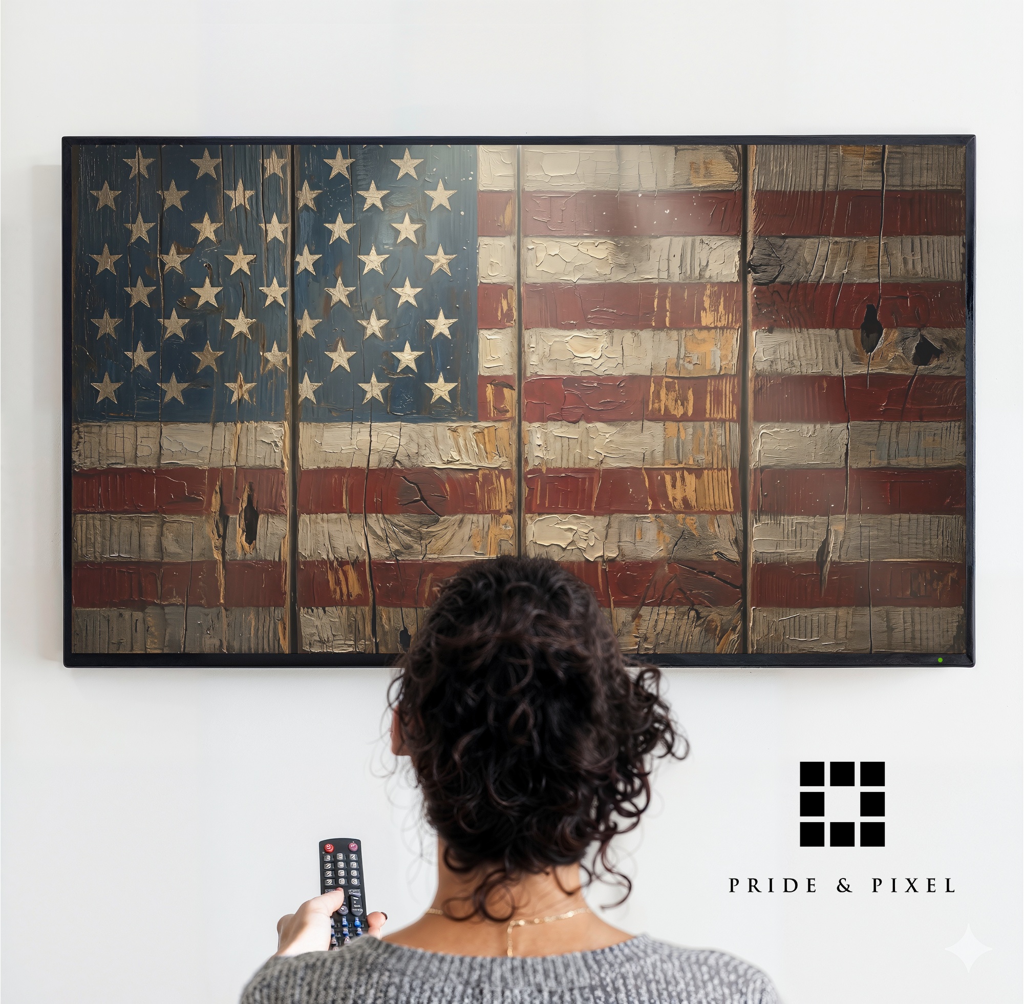 Rustic American Flag Wood Samsung